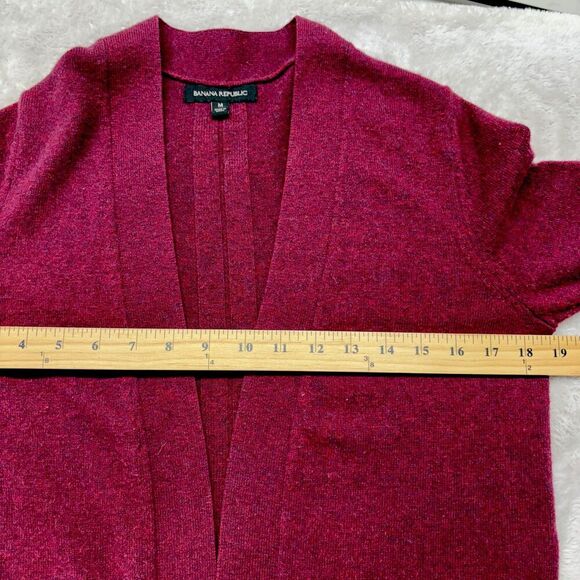Banana Republic Women’s Open Cardigan Burgundy M Merino Wool Cashmere Blend - Picture 4 of 10